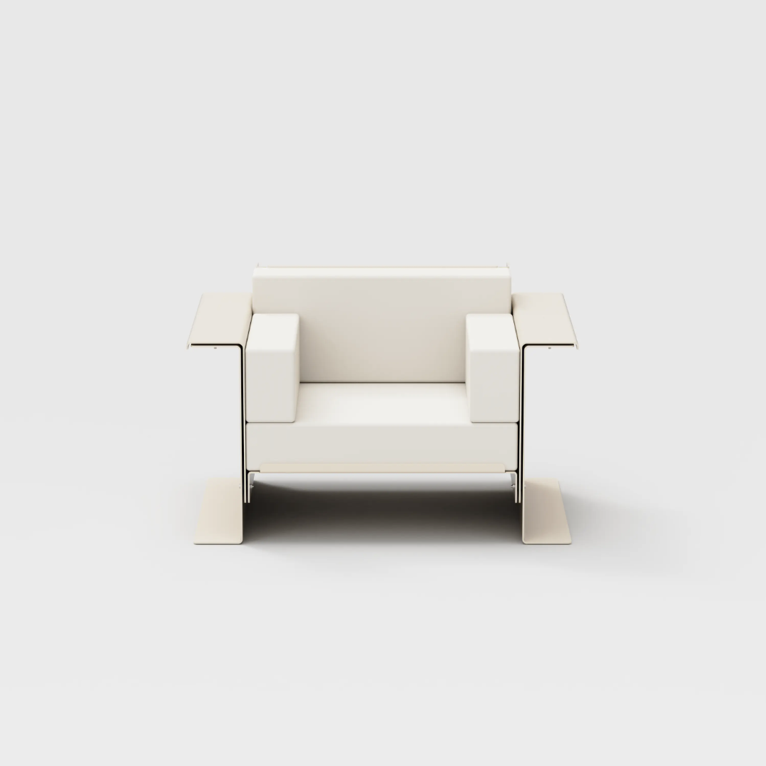 An image of our 1 seater cream chair we have for sale.
